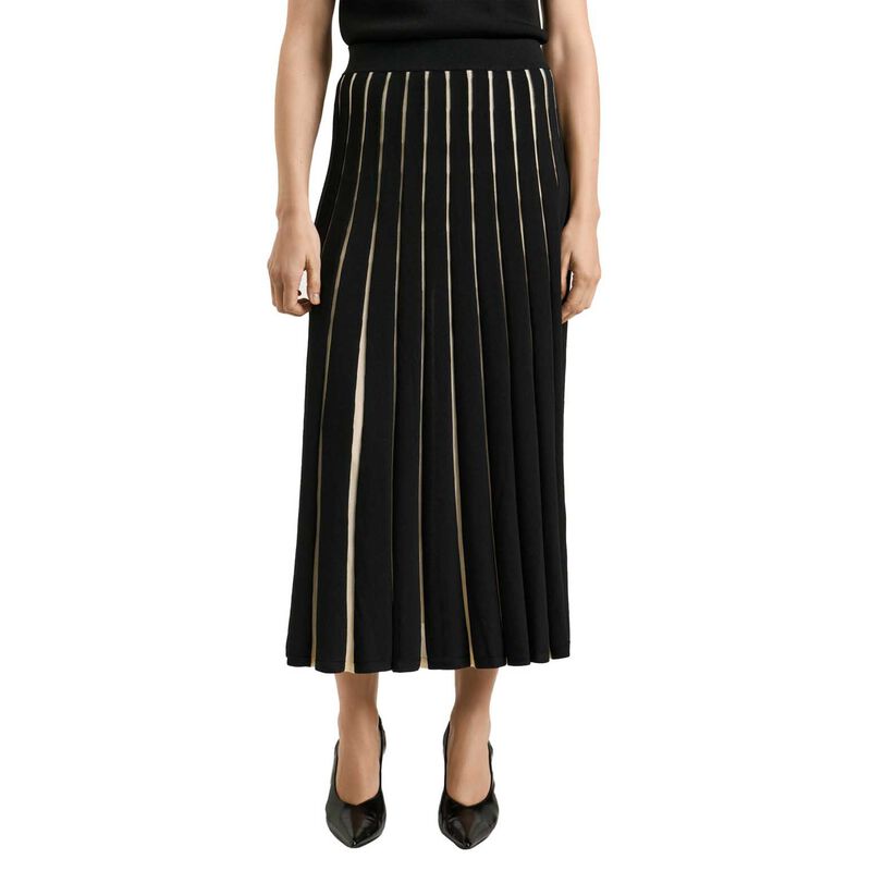 Veronika Maine Matte & Shiny Pleat Knit Skirt image number 0